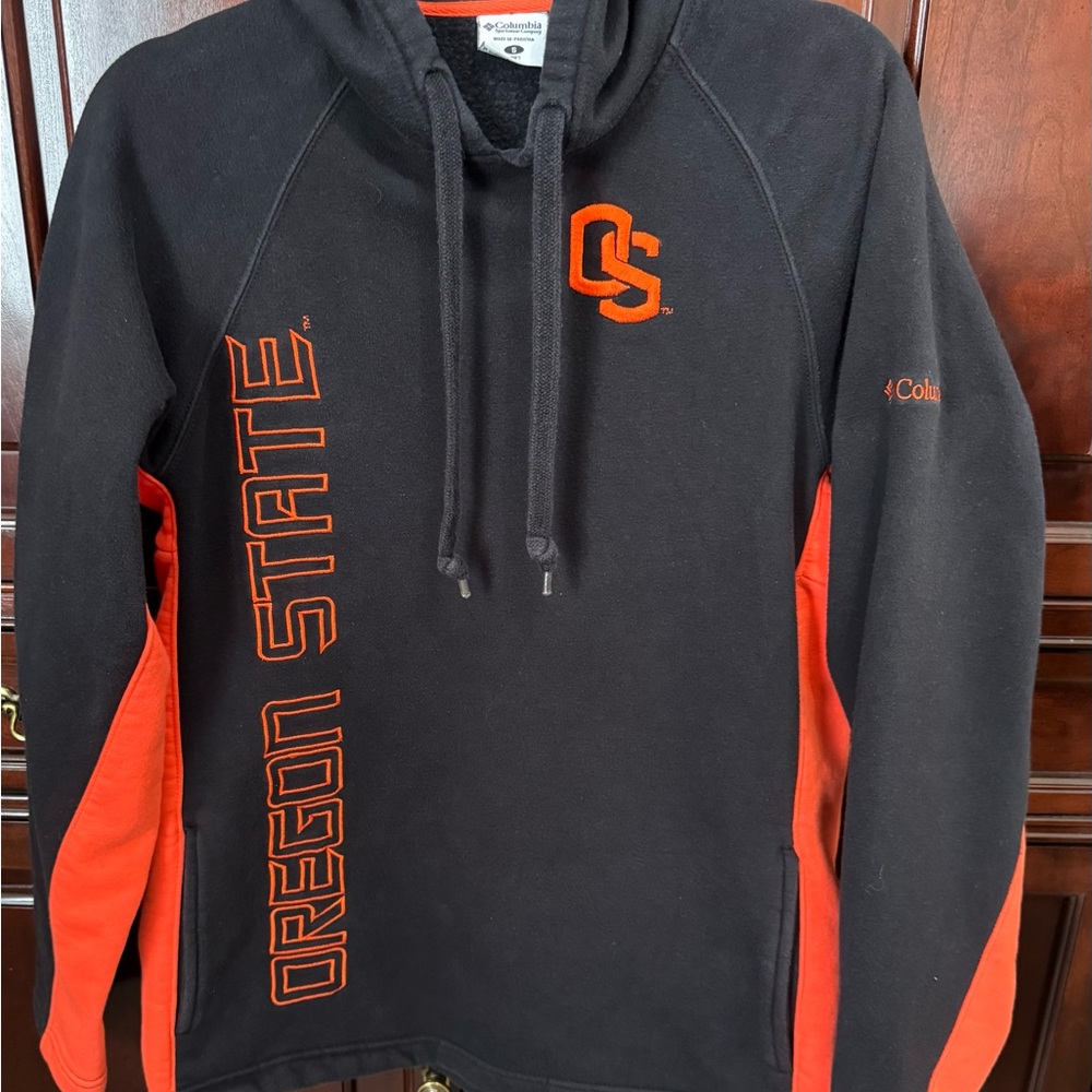 Columbia Men's Black and Orange Oregon State Hoodie, Men’s Small